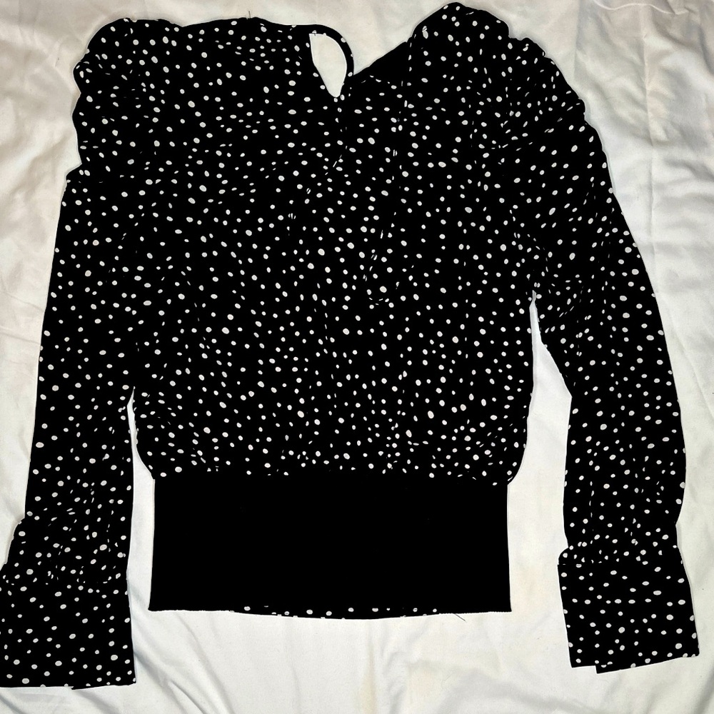 Black white rayon blouse